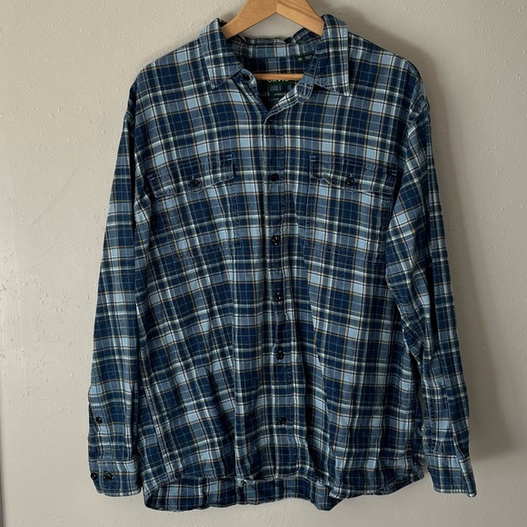 Orvis Blue Plaid Washed Indigo Active Fit Button Down Shirt Size XL - Picture 10 of 10